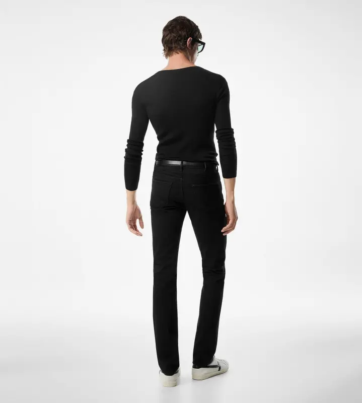 BLACK STRETCH STRAIGHT FIT DENIM LEAD online
